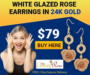 White glazed rose earrings as engagement gifs
